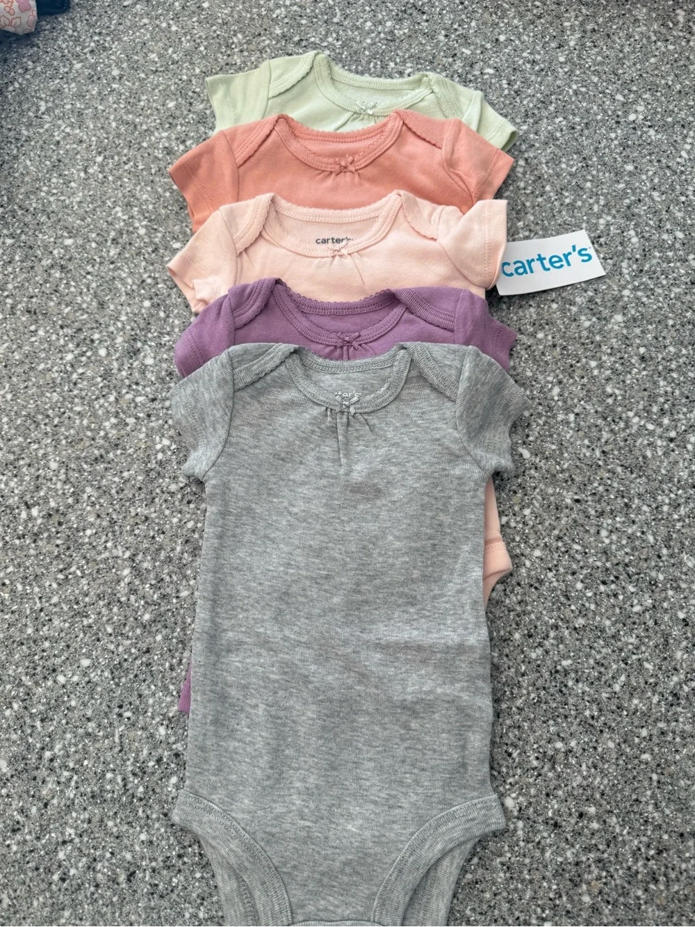 carter's Baby Girl Short-Sleeve Bodysuit Pack - Gray, Purple, Peach, Coral, Mint